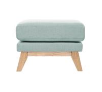 Pouf repose-pieds déhoussable en tissu vert lagon et bois clair oslo
