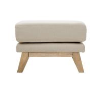 Pouf repose-pieds déhoussable scandinave en tissu beige et bois clair OSLO