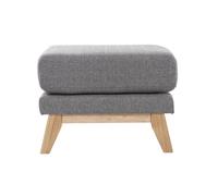 Pouf repose-pieds déhoussable scandinave en tissu gris clair et bois clair OSLO