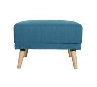 Pouf repose-pieds en tissu bleu canard et bois clair ulla