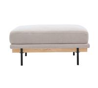 Pouf repose pieds en tissu chenille beige et métal noir TODD