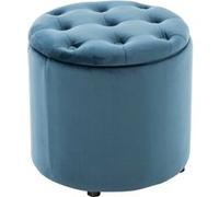 CLP Tabouret Pouf Pantin en Velours I Tabouret Coffre avec Espace De Rangement I Pouf Repose-Pieds, Couleur:Bleu