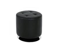 Pouf rond 40 cm noir et chrome
