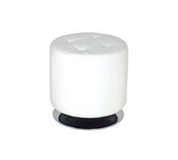 Pouf rond 40x40x40 cm en PU blanc et métal chromé