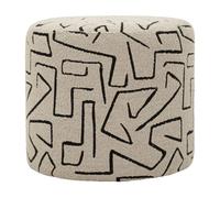 Pouf Rond à Motifs "Nairobi" 44cm Beige