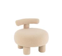 J-Line Pouf Teddy en bouclette avec dossier 52 cm Beige