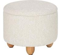 Pouf rond avec rangement - rembourrage en lin - multifonctionnel et élégant - espace de rangement caché - assise stable - couleur crème - 39 x 39 x 33 cm