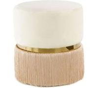 Paris prix Pouf rond tissu - Ivoire
