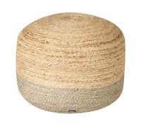 Pouf Rond Boho en Jute EPS Perles 50 x 50 x 40 cm Ottoman Taupe Duki