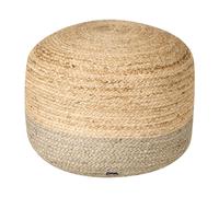 Pouf Rond Boho en Jute EPS Perles 50 x 50 x 40 cm Ottoman Taupe Duki