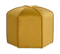 Pouf Rond de Chambre Salon Moderne Repose-Pieds en Velours Jaune Wishek