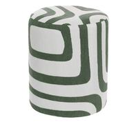 Pouf rond à motifs DELOR vert cèdre et blanc D36cm - Atmosphera Créateur d'intérieur