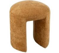 Tabouret rond 42x42x44 cm en tissu doux ocre - TESTI