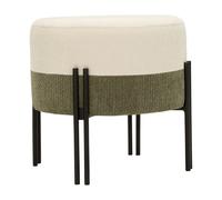 Pouf Rond Design "Duo" 44cm Crème & Vert