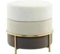 Pouf Rond Design en Velours "Matilda" 48cm Crème Beige G