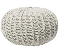 Pouf beige en coton tricoté - Beliani - CONRAD II - Contemporain - Design
