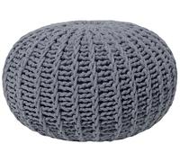 Pouf Rond en Coton Gris Foncé à Billes de Polystyrène Coussin d'Intérieur C