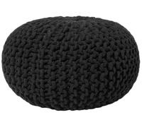 Pouf Rond en Coton Noir à Billes de Polystyrène Accessoire d'Intérieur Doux Conr