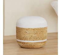 Pouf rond en jute et blanc d40 cm - billy