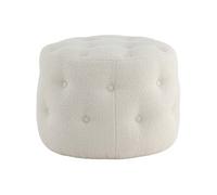 Venture Home - Pouf rond en polyester teddy Benjamin Blanc G