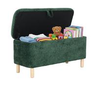 Pouf Rond en Tissu avec Couvercle à Plateau Réversible - Repose-pieds Multifonction, Rangement Caché, Solide et Élégant -Vert