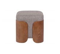 Pouf rond en tissu café et bois Ø35 cm Aubépine - Amadeus