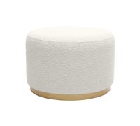 Pouf rond en tissu effet laine bou blanc cassé et métal doré D54 cm AMAYA