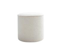 Pouf rond en tissu effet laine bou blanc D40 cm PAUL