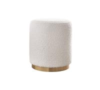 Pouf rond en tissu effet laine bou blanc cassé et métal doré d40 cm amaya