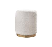 Pouf rond en tissu effet laine bouclée blanc cassé et métal doré D40 cm AMAYA