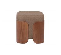 Pouf rond en tissu marron et bois Ø35 cm Aubépine - Amadeus