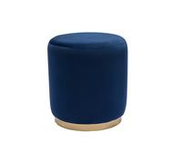 Pouf rond en velours bleu marine et métal doré D40 cm AMAYA