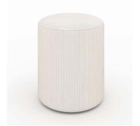 Pouf rond en velours côtelé beige - Lily - Maison Pavane