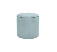 Pouf rond en velours côtelé bleu grisé D40 cm PAUL