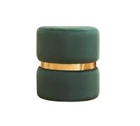 Pouf rond en velours vert foncé et métal doré D40 cm JOY