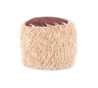 Pouf Rond Imitation Fourrure "Bobtail" 45cm Beige