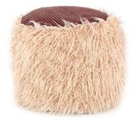 Pouf Rond Imitation Fourrure "Bobtail" 45cm Beige Beige G
