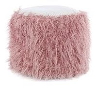 Pouf Rond Imitation Fourrure "Bobtail" 45cm Rose Rose G