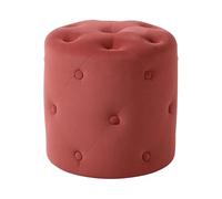 Pouf Rond Moderne Capitonné Décoration Salon Repose-Pieds Rouge Corail Corolla