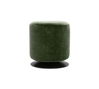 Pouf rond pivotant en tissu effet velours vert kaki et métal D39.5 cm VOLNAY