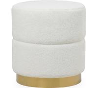 Pouf Rond Tapissé en Tissu Bou abby Blanc
