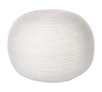 Pouf Rond Tissé en Laine Blanche 50 cm Remplissage à Billes Polystyrène Takhabi