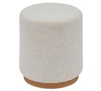 Pouf ronde en tissu bouclette crème - Longueur 41 x Profondeur 41 x Hauteur 45 cm