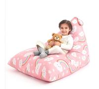 Pouf sac de rangement - Tissu toile - 250 litres - Rose - Sans rembourrage - Pour rangement de peluches