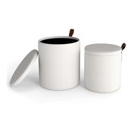 Pouf Salon Rangement - RELAX4LIFE - Lot de 2 - en Velours Côtelé - 40L et 25L - Couvercles Amovibles - Charge 150KG - Blanc