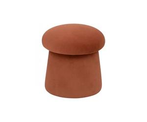 Pouf siège d'appoint format champignon en velours, coloris ambre - Diamètre 37 x Hauteur 40 cm - -