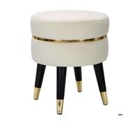 Mauro Ferretti Tabouret bas Paris Velours Crème/Or