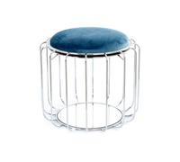 Pouf & Table d'Appoint Comfortable 50cm Bleu Pétrole & Argent