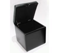 Pouf tabouret cube-coffre Onex, cuir, 45x44x44cm, noir