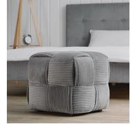 Pouf Tabouret rembourré Tissu Cordon Gris Pouf Salon Repose Pieds Siège Pouf carré Repose Jambes